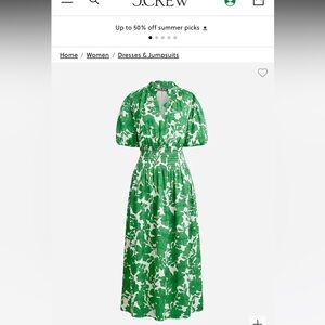 JCrew XXS Green and White Dress